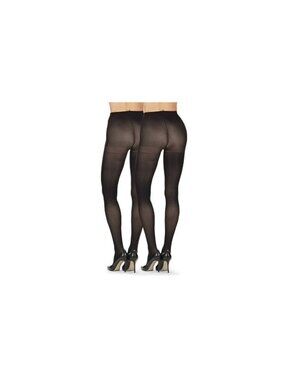 LN/WT MeMoi Solid Control Top Tights 2-Pack - Womens L-XL, Black OPEN BOX L/XL